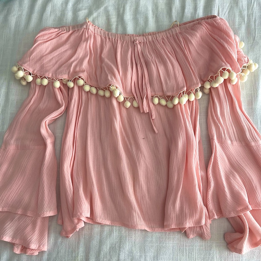 Off the shoulder pink top